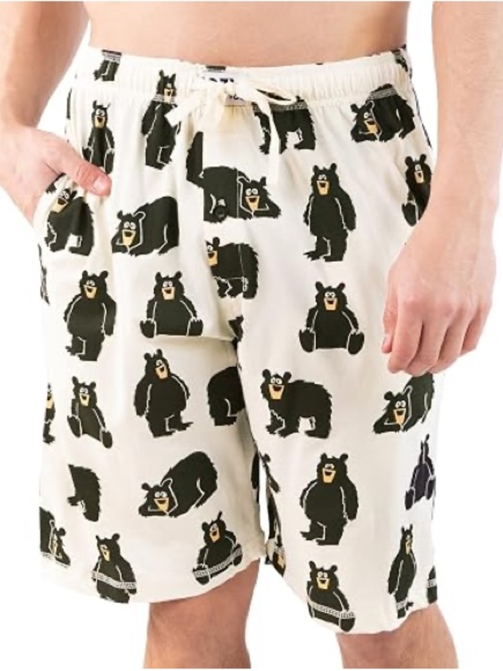 LazyOne Family Bear Men’s Pajama Shorts Cream/Black - XL
